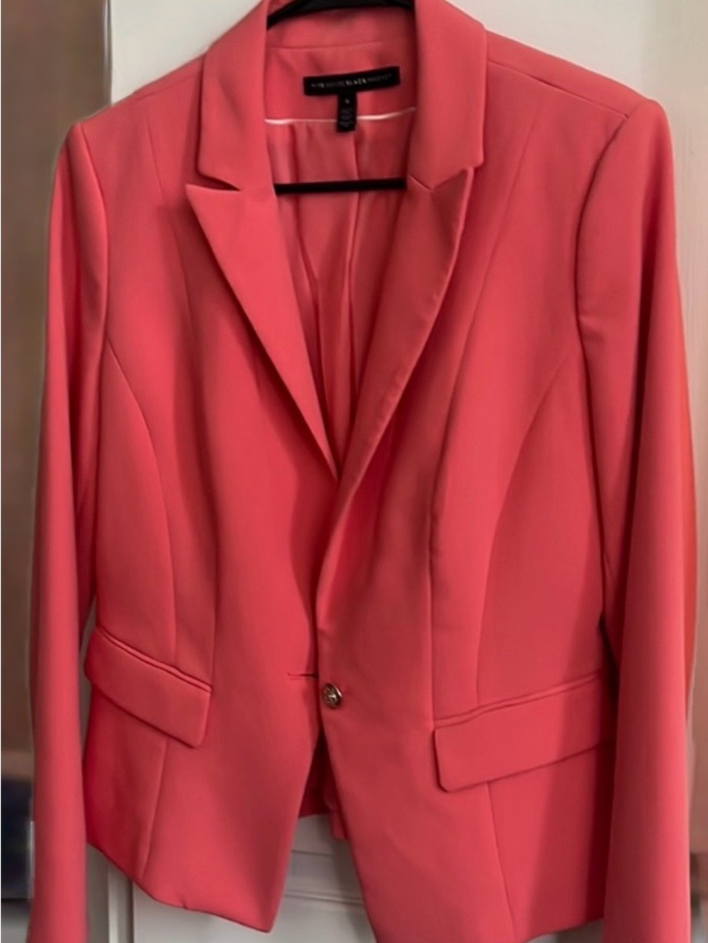 White House Black Market Classic Coral Single-Button Blazer w slit pockets Sz 8